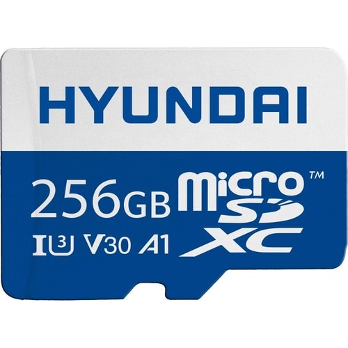 Hyundai 256GB microSDXC UHS-1 Memory Card with Adapter, 95MB/s (U3) 4K Video, Ultra HD, A1, V30 - Up to 90MB/s write speed