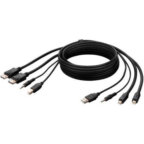 Belkin TAA 2 MDP t-to DP/USB/AUD CBL, VID M/M; USB A/B, 6' - 6 ft DisplayPort/Mini DisplayPort/Mini-phone/USB KVM Cable fo