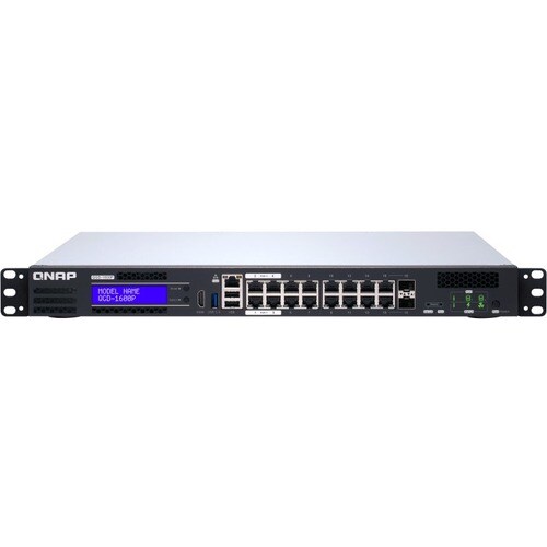 Conmutador Ethernet QNAP QGD QGD-1600P-8G 16 Puertos Gestionable - 3 Capa compatible - Modular - 2 Ranuras SFP - Fibra Ópt