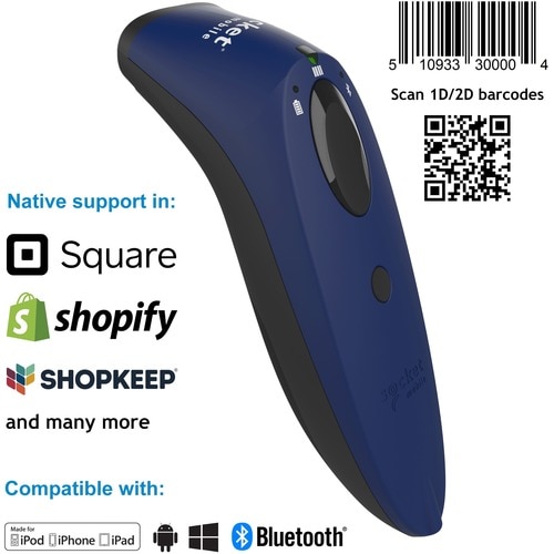 Socket Mobile SocketScan S740 Handheld Barcode Scanner - Wireless Connectivity - Blue - 1D, 2D - Imager - Bluetooth