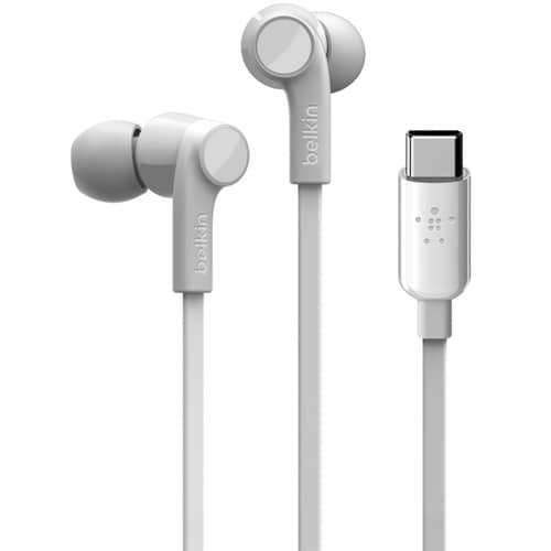 Belkin ROCKSTAR G3H0002BTWHT Wired Earbud Stereo Earset - White - Binaural - In-ear - 111.8 cm Cable - USB Type C