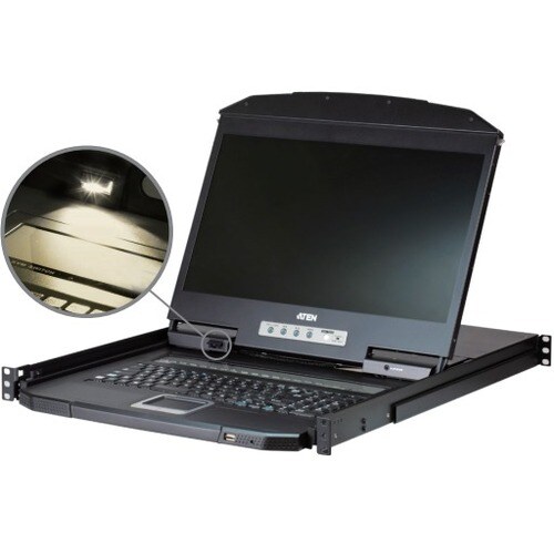 ATEN CL3108 LCD Rack Console KVM Switch - Metal, Plastic - 128 Computer(s) - 47 cm (18.5") LCD - HD - 1366 x 768PS/2 Port 