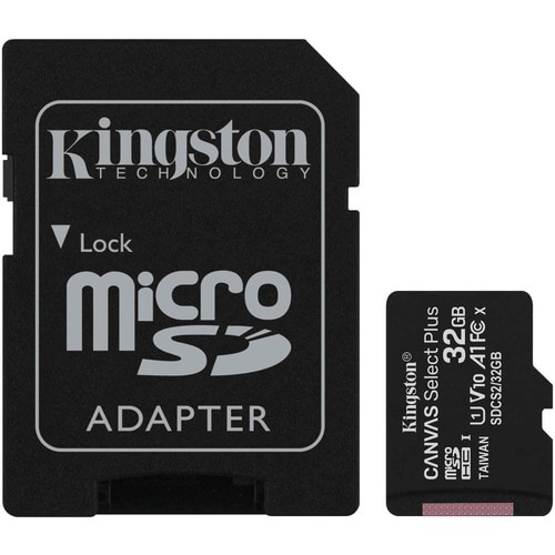 Kingston Canvas Select Plus SDCS2 32 GB Class 10/UHS-I (U1) microSDHC - 1 Pack - 100 MB/s Read - Lifetime Warranty