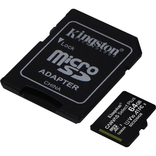 Kingston Canvas Select Plus SDCS2 64 GB Class 10/UHS-I (U1) microSDXC - 1 Pack - 100 MB/s Read - Lifetime Warranty