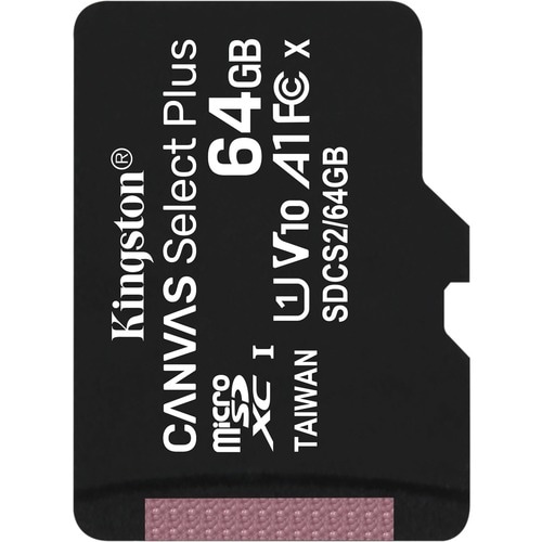 Kingston Canvas Select Plus SDCS2 64 GB Class 10/UHS-I (U1) microSDXC - 1 - 100 MB/s Read