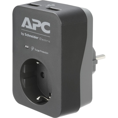 APC by Schneider Electric SurgeArrest Essential Surge Suppressor/Protector - 1 x Schuko CEE 7, 2 x USB - 4 kVA - 680 J - 2