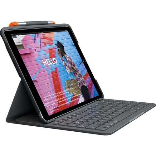 Logitech Slim Folio Keyboard/Cover Case (Folio) for 25.9 cm (10.2") Apple, Logitech iPad (7th Generation) Tablet - Graphit