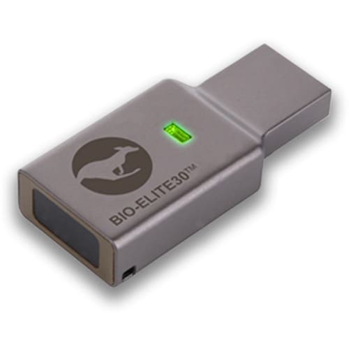 Kanguru Defender Bio-Elite30 Fingerprint Encrypted USB Flash Drive 16GB - 16 GB - USB 3.0 - Gray - 256-bit AES - 3 Year Wa
