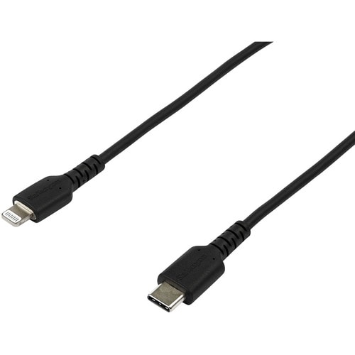 StarTech.com 6 foot/2m Durable Black USB-C to Lightning Cable, Rugged Heavy Duty Charging/Sync Cable for Apple iPhone/iPad