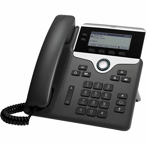 Cisco 7821 Telefone IP - Montagem em parede, Secretária - Carvão - Compatível com TAA - 2 x Linha Total - VoIPRede (RJ-45)