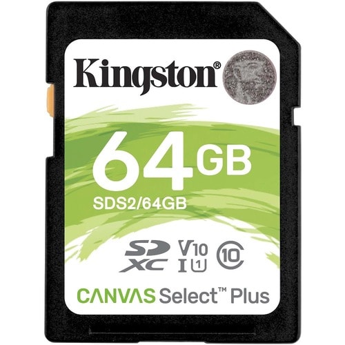 SDXC Kingston Canvas Select Plus SDS2 - 64GB - Class 10/UHS-I (U1) - 1 Paquete(s) - 100MB/s Leer