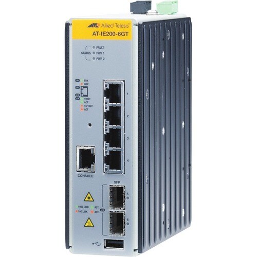 Conmutador Ethernet Allied Telesis IE200 AT-IE200-6GT-80 4 Puertos Gestionable - Gigabit Ethernet - 10/100/1000Base-T, 100