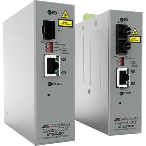 Allied Telesis IMC2000T/SC Transceiver/Media Converter - TAA Compliant - 2 Port(s) - 1 x Network (RJ-45) - 1 x SC - Twiste