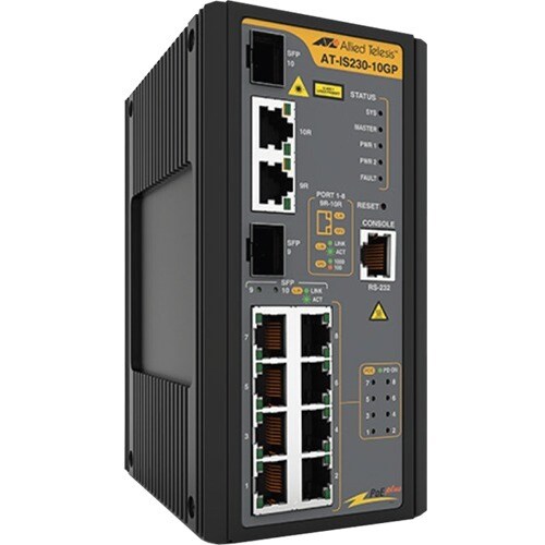 Conmutador Ethernet Allied Telesis IS230 IS230-10GP 8 Puertos Gestionable - 2 Capa compatible - Modular - 2 Ranuras SFP - 