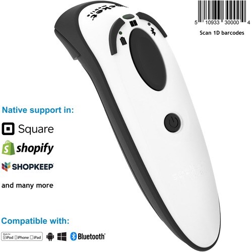 Socket Mobile DuraScan® D730, Laser Barcode Scanner, White - Wireless Connectivity - 15 ft (4572 mm) Scan Distance - 1D - 