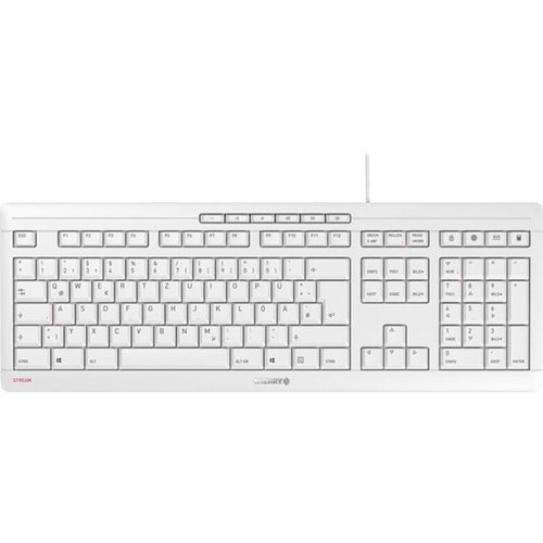 Clavier CHERRY STREAM - Câble Connectivité - USB Interface - Français - Gris Blanc - Dôme en caoutchouc Pavé Numérique - 1