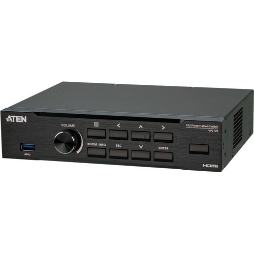 ATEN Seamless Presentation Switch with Quad View Multistreaming - 1920 x 1080 - Twisted Pair - 1 x 2 - Display, Tablet, No