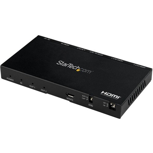 StarTech.com 2-Port HDMI Splitter (1x2), 4K 60Hz UHD HDMI 2.0 Audio Video Splitter w/ Scaler and Audio Extractor, EDID Cop