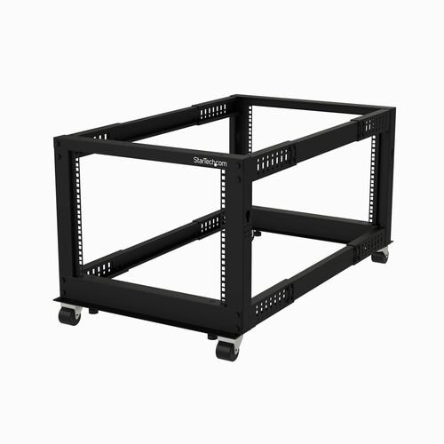 StarTech.com Rack Serveur Mobile 8U à 4 Montants, Rack Réseau 19" avec Roulettes, Rack Roulant, Profondeur Ajustable pour 