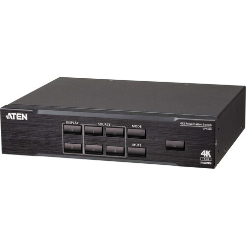 ATEN VP1420 Video Switchbox - Cable - 4096 x 2160 - 4K - Twisted Pair - 4 Input Device - 2 Display - Media Player, Noteboo