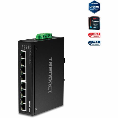 Commutateur Ethernet TRENDnet TI-E80 8 Ports - Fast Ethernet - 100Base-X - Nouveau - Conforme aux normes TAA - 2 Couche su