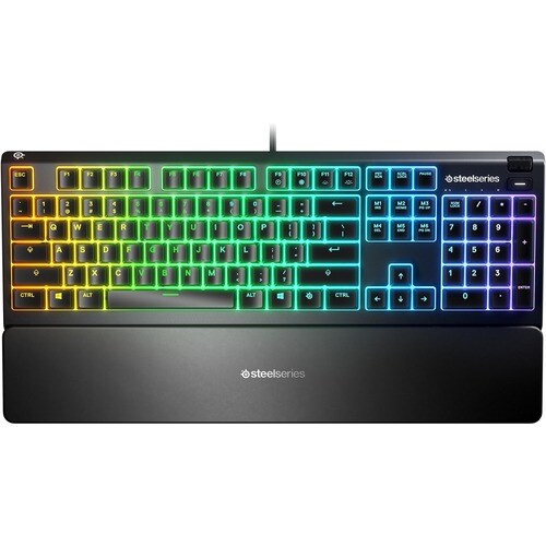 SteelSeries Apex 3 Water Resistant Gaming Keyboard - Cable Connectivity - USB Interface - Rewind, Skip, Pause, Volume Cont