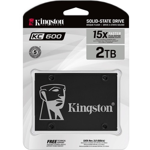 Unità stato solido Kingston KC600 - 2,5" Interno - 2 TB - SATA (SATA/600) - 3.5" Carrier - Computer portatile, Desktop PC 