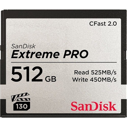 SanDisk Extreme PRO 512 GB CFast Card - 525 MB/s Read - 450 MB/s Write