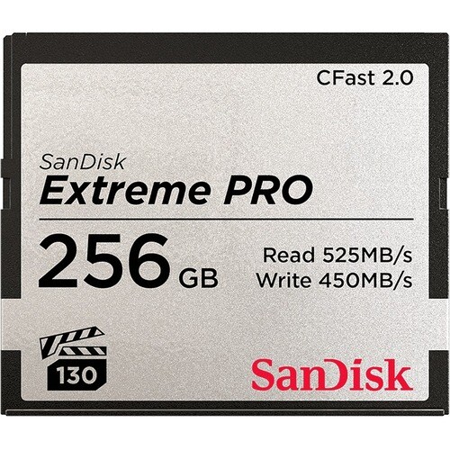 SanDisk Extreme PRO 256 GB CFast Card - 525 MB/s Read - 450 MB/s Write