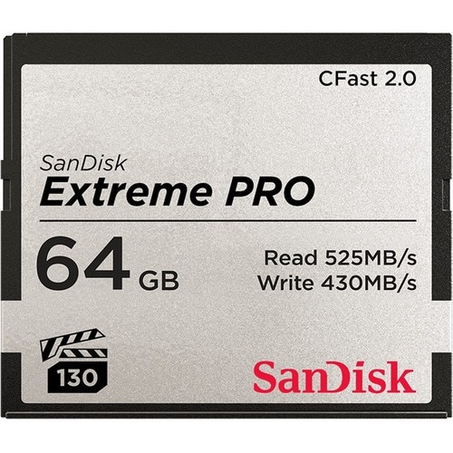 Carte Carte CFast SanDisk Extreme PRO - 64 Go - 525 Mo/s en Lecture - 430 Mo/sSpaceen Écriture - À vie Garantie