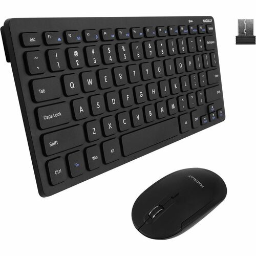 Macally RF Wireless Keyboard and Mouse For Windows PC - USB Scissors Wireless RF 2.40 GHz Keyboard - 78 Key - Black - USB 