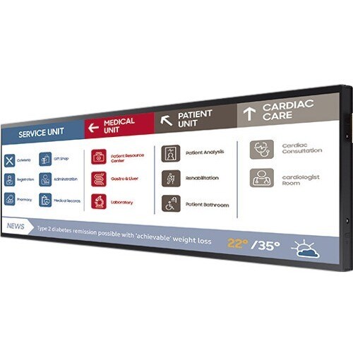 Samsung SH37R 94 cm (37") LCD Digital Signage Display - 1920 x 540 - 700 cd/m² - USB - HDMI - DVI - Serial - Wireless LAN 
