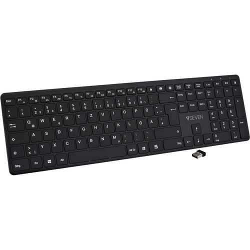 V7 KW550DEBT Keyboard - Wireless Connectivity - USB Interface - German - Black - Scissors Keyswitch - Bluetooth/RF - 2.40 