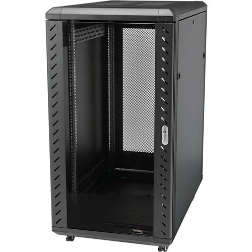StarTech.com Armadio Rack 19" 18U su Ruote - Server Rack a 4 Montanti con Profondità Regolabile, Pannelli Laterali e Porta