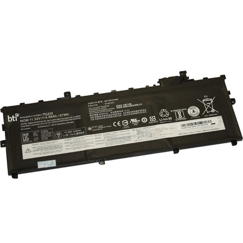 BTI Batterie - Lithium-Polymer (Li-Polymer) - BTI 3-Cell Li-Ion 57Wh Laptop Battery für Lenovo ThinkPad X1 Carbon 5th Gen 