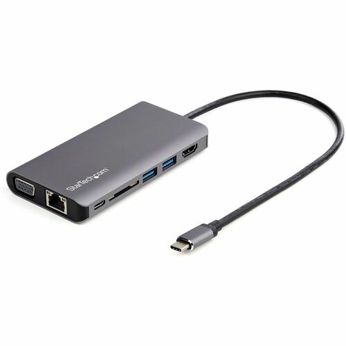 StarTech.com - Adattatore multiporta USB C - Mini dock da viaggio USB-C con HDMI 4K o VGA 1080p - Hub USB 3.0 3x, SD, GbE,