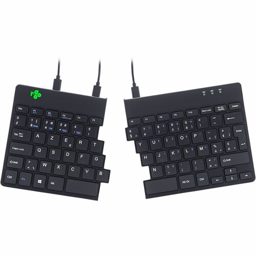 R-Go Split Break Keyboard - Cable Connectivity - USB Type C Interface - Belgian - AZERTY Layout - Black - Scissors Keyswit