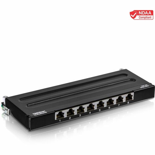TRENDnet TC-P08C6AS 8 Port(s) Network Patch Panel - TAA Compliant - 8 x RJ-45 - 0.5U High - Wall Mountable