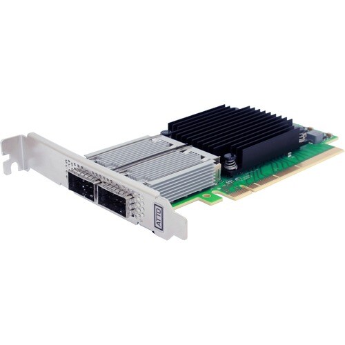 ATTO 100Gigabit Ethernet Card - PCI Express 3.0 x16 - 2 Port(s) - Optical Fiber - 100GBase-X, 50GBase-X, 40GBase-X, 25GBas