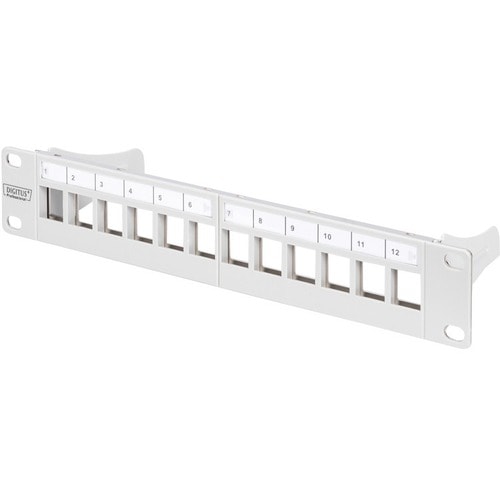 DIGITUS Professional 12 Port(s) Blank Patch Panel - Light Grey - 1U High - Rack-mountable