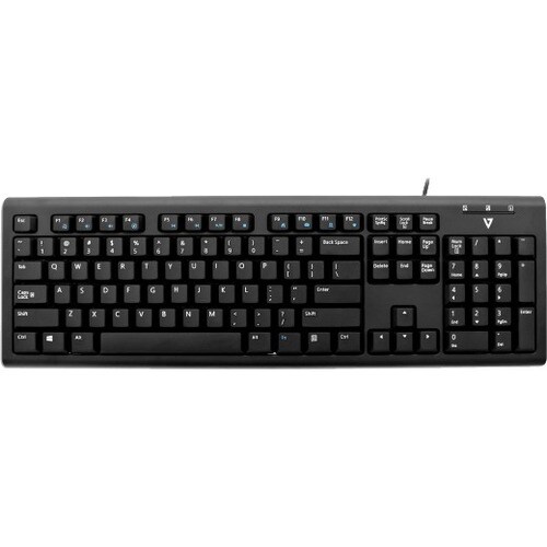 V7 KU200GS-DE Keyboard - Cable Connectivity - USB Interface - German - QWERTZ Layout - Black - Internet, Email, Volume Con