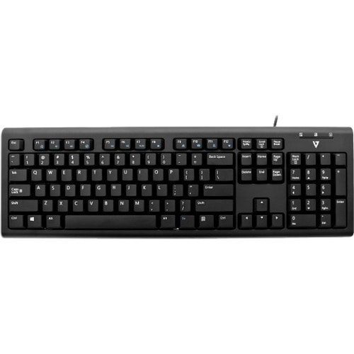 V7 KU200GS-DE Keyboard - Cable Connectivity - USB Interface - German - QWERTZ Layout - Black - Internet, Email, Volume Con