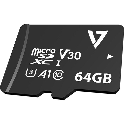 V7 VPMD64GU3 64 GB Class 10/UHS-III (U3) microSDXC - 95 MB/s Read - 30 MB/s Write