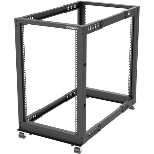 StarTech.com 4-Post 18U Mobile Open Frame Server Rack, 19" Network Rack with Casters, Rolling Rack for Computer/AV/Data/IT