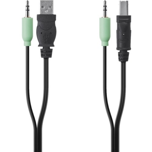 Belkin TAA USB/AUD SKVM CBL, USB A/B, 3.5mm AUDIO, 10' - 10 ft Mini-phone/USB KVM Cable for KVM Switch, Computer, Server, 