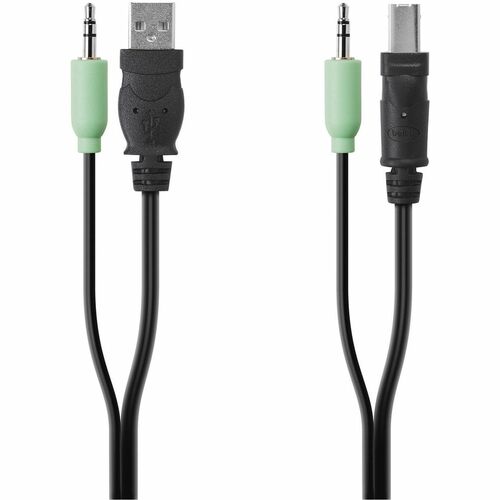 Belkin TAA USB/AUD SKVM CBL, USB A/B, 3.5mm AUDIO, 6' - 6 ft Mini-phone/USB KVM Cable for Keyboard/Mouse, Audio Device, Co