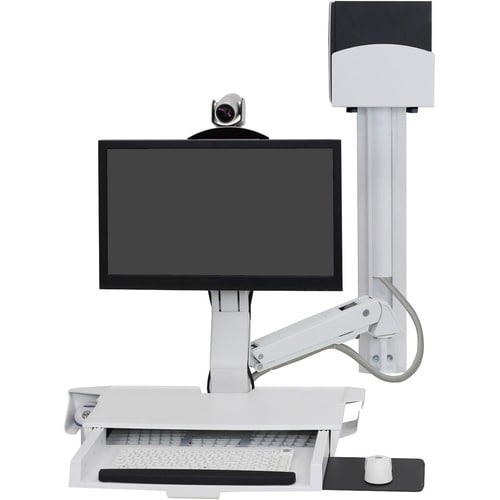 StyleView Combo Arm System with Worksurface and Small CPU Holder (White)