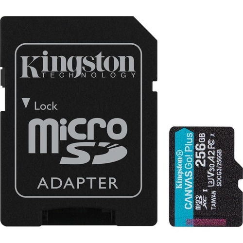 Kingston Canvas Go! Plus 256 GB Class 10/UHS-I (U3) microSDXC - 170 MB/s Read - 90 MB/s Write - Lifetime Warranty