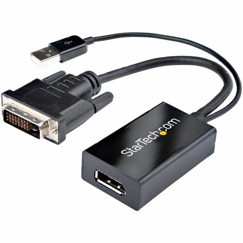 StarTech.com DVI to DisplayPort Adapter with USB Power - DVI-D to DP Video Adapter - DVI to DisplayPort Converter - 1920 x