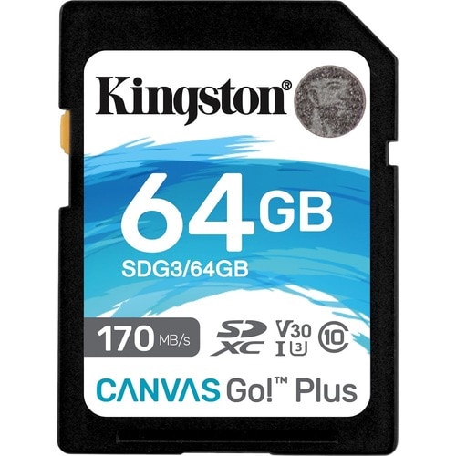 SDXC Kingston Canvas Go! Plus SDG3 - 64 GB - Classe 10 di tipo UHS-I (U3) - 170 MB/s Lettura - 70 MB/s Scrittura
